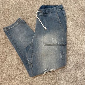 NWOT Drawstring denim ankle pants.